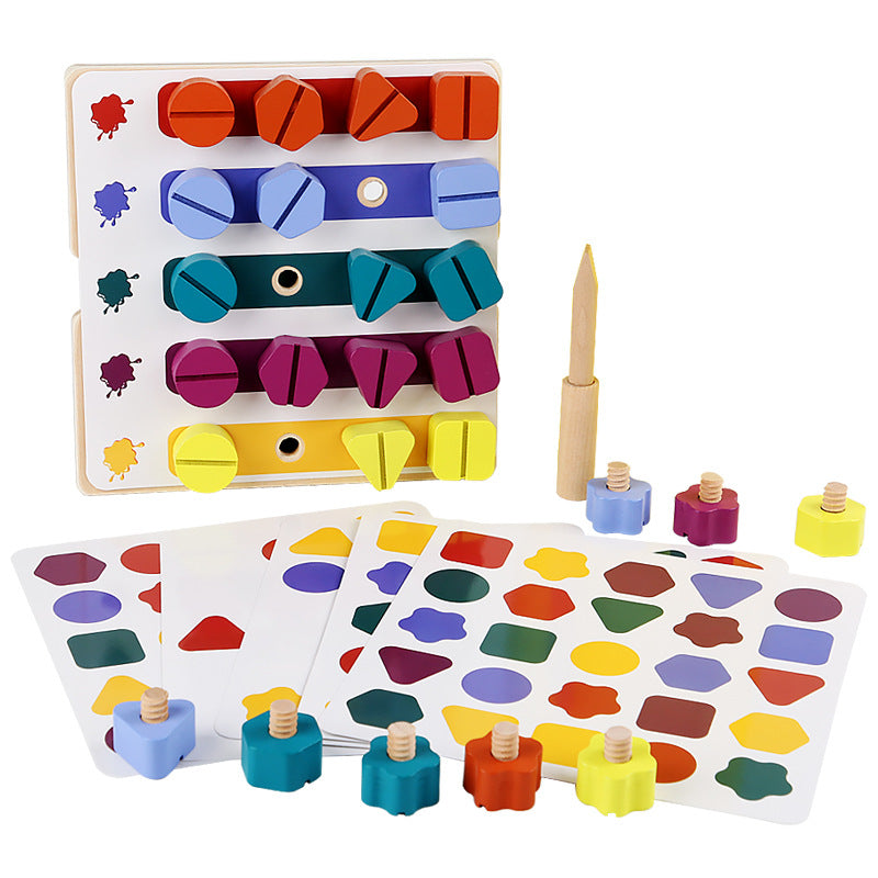 Children Screw Shape Matching Color Cognitive Nut Tool Early Education Hand-Eye Coordination Training Educational Toys