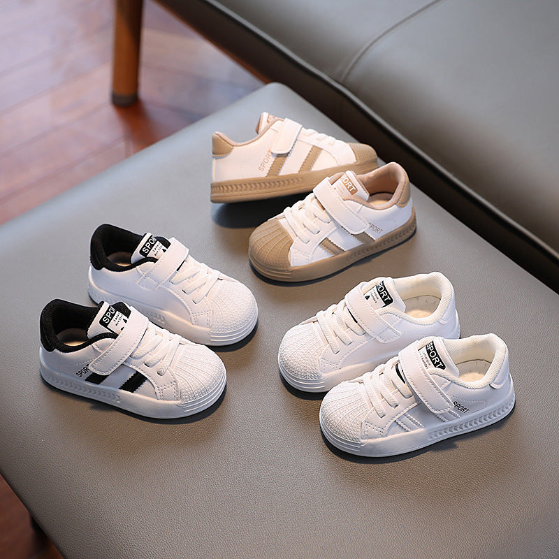 2024 Spring and Autumn New Children's Shoes Boys Baby Shoes Infant Shell Toe Shoes Girls White Shoes Wholesale