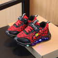 2026 New Boys Spider-Man Sports Light-Up Shoes Factory Direct Sales Fashion Mesh Middle Big Kids Cartoon Light-up Shoes Trend