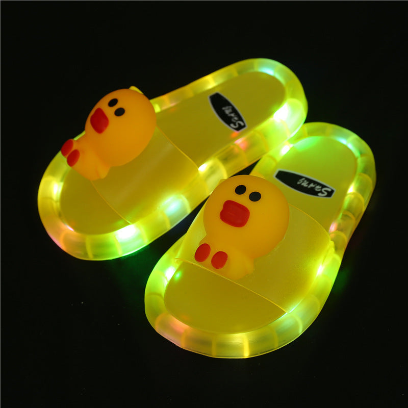 Internet celebrity luminous children's slippers fashionable crystal shoes shiny lights boys and girls children's luminous sandals
