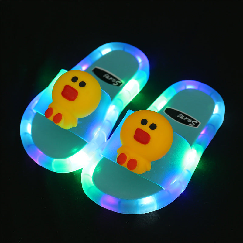Internet celebrity luminous children's slippers fashionable crystal shoes shiny lights boys and girls children's luminous sandals