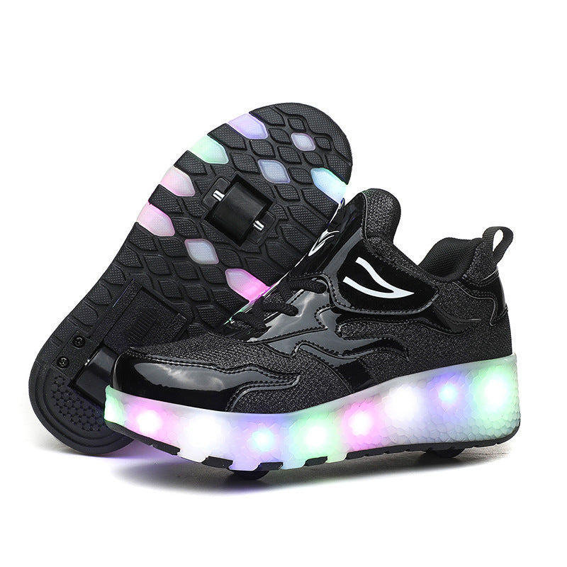 Cross-border special for Heelys shoes LED hair smooth roller shoes boys and girls student sports single and double wheels Amazon