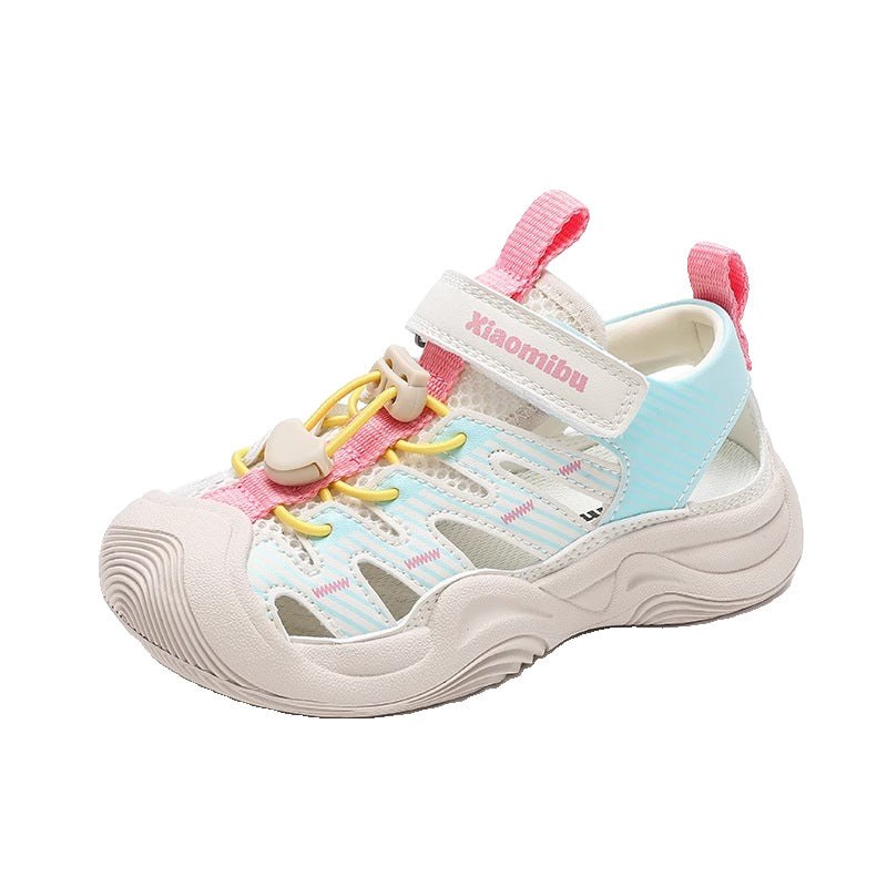 Girls shoes closed toe sandals 2024 summer new children's soft bottom sports shoes boys beach shoes summer style for middle and large children