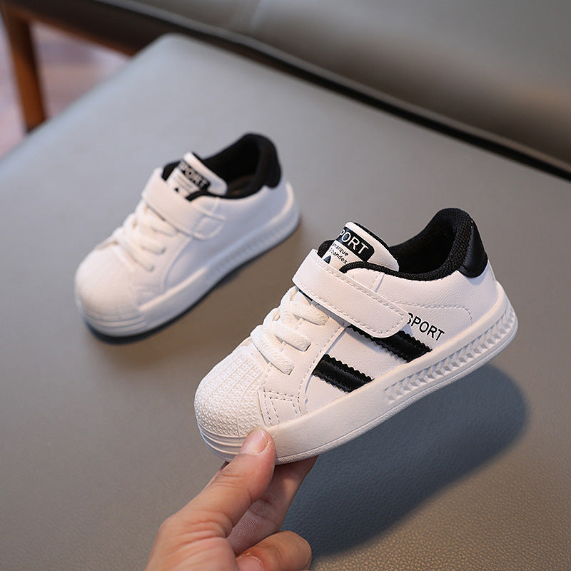 2024 Spring and Autumn New Children's Shoes Boys Baby Shoes Infant Shell Toe Shoes Girls White Shoes Wholesale