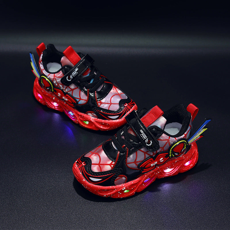 Light-up Spider-Man Children's Shoes 2022 New Boys' Sports Shoes Luminous Lighted Spring New Children's Shoes