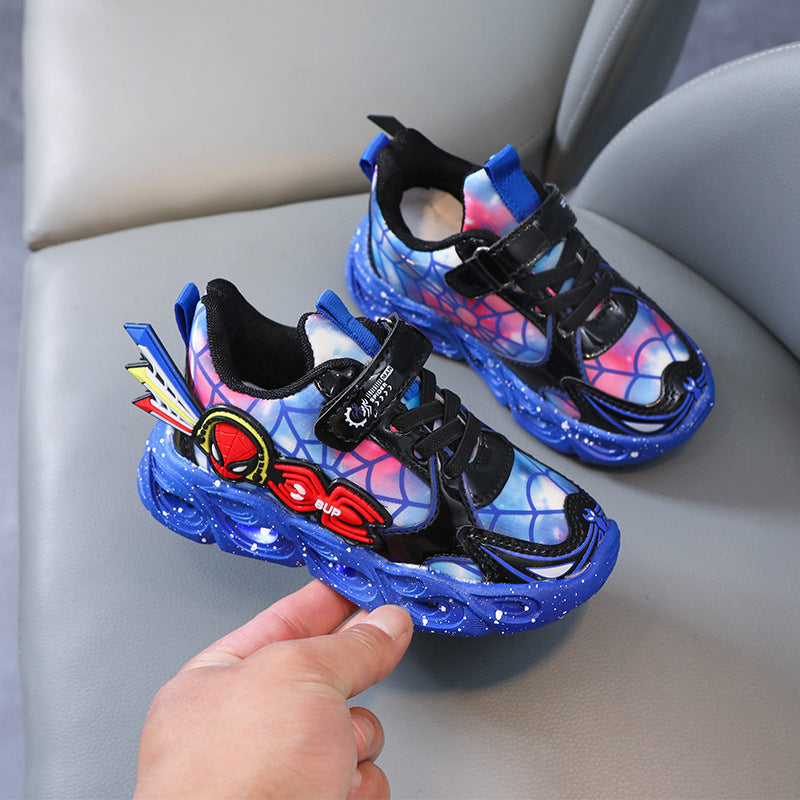 Light-up Spider-Man Children's Shoes 2022 New Boys' Sports Shoes Luminous Lighted Spring New Children's Shoes