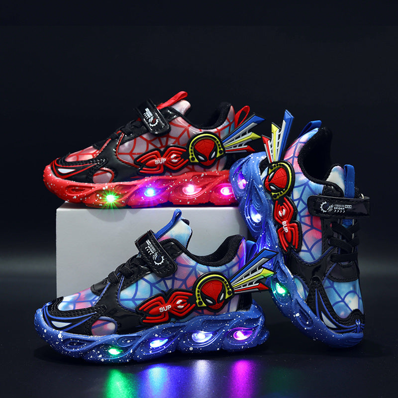 Light-up Spider-Man Children's Shoes 2022 New Boys' Sports Shoes Luminous Lighted Spring New Children's Shoes