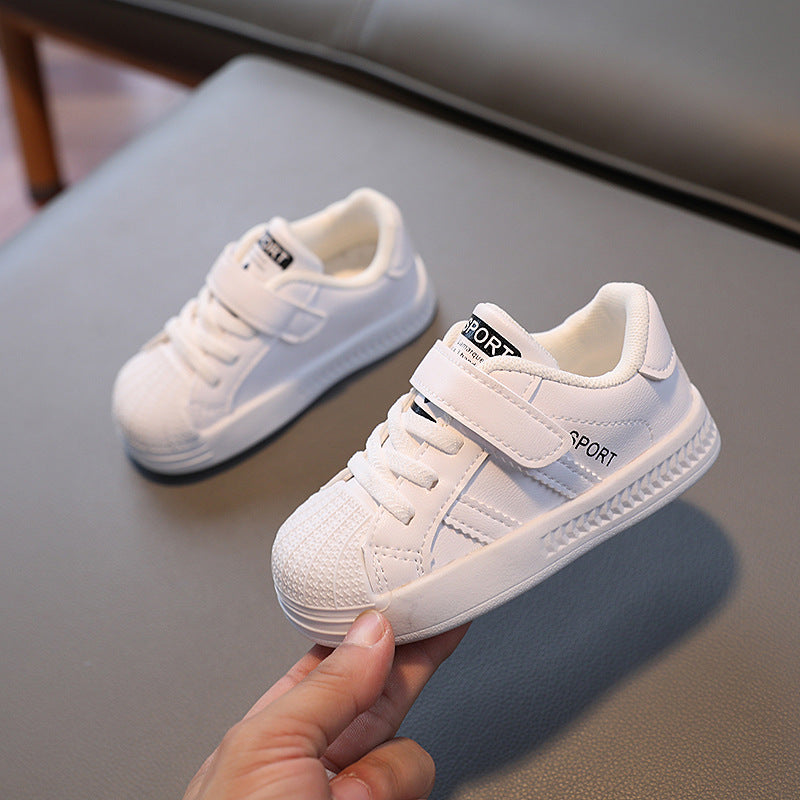 2024 Spring and Autumn New Children's Shoes Boys Baby Shoes Infant Shell Toe Shoes Girls White Shoes Wholesale