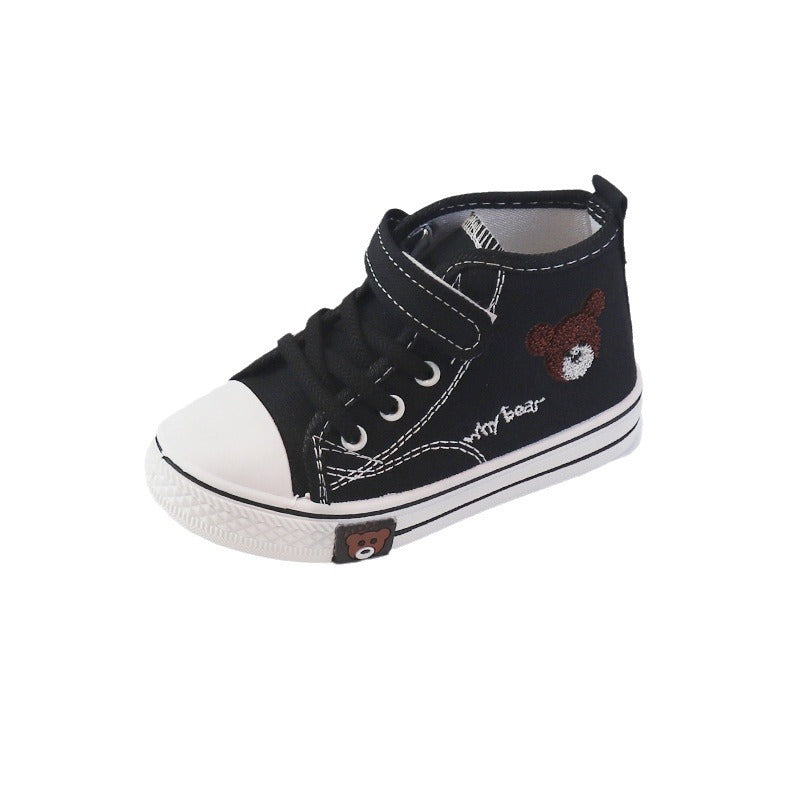 Children's canvas shoes 2025 spring and autumn new high-top girls' shoes Korean version elementary school students' cloth shoes boys' casual sneakers