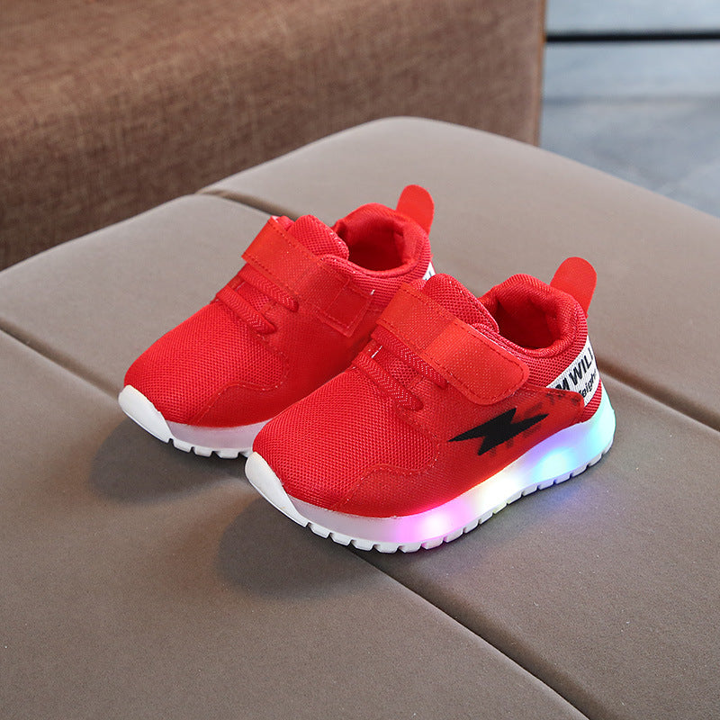 2024 Spring and Autumn New Children's Shoes LED Light Up 1-7 Years Old Children's Sports Shoes Boys and Girls Mesh Lightweight Luminous Shoes