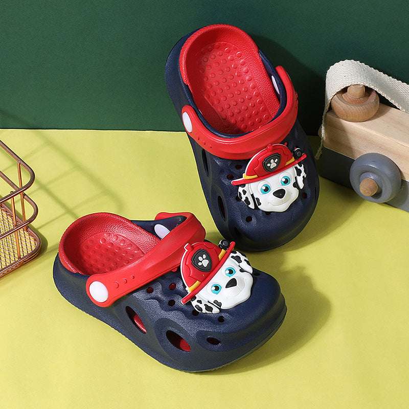 Paw Patrol boys EVA clog slippers, navy with red paw badge and textured footbed