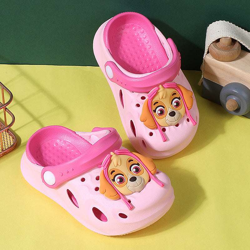 Paw Patrol kids pink EVA clog slippers with pup face and molded ventilation holes