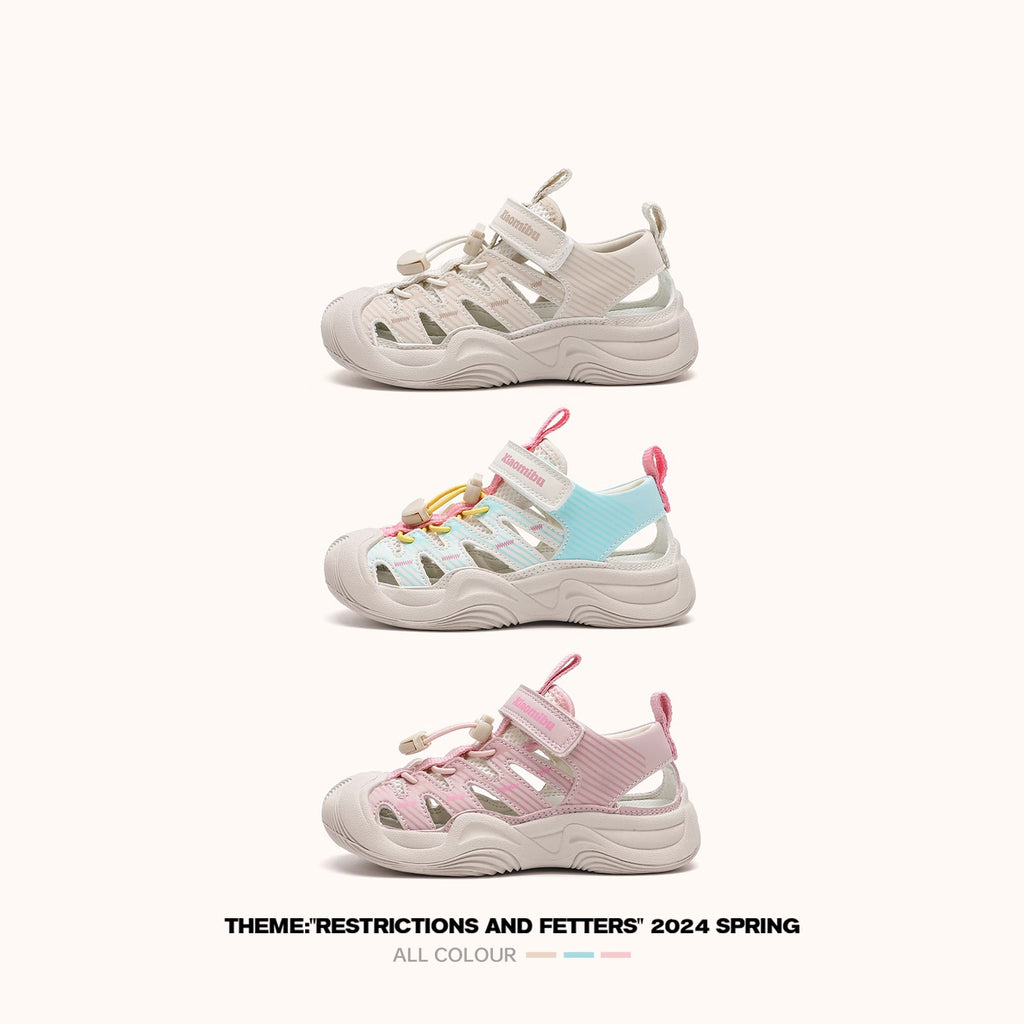 Girls shoes closed toe sandals 2024 summer new children's soft bottom sports shoes boys beach shoes summer style for middle and large children