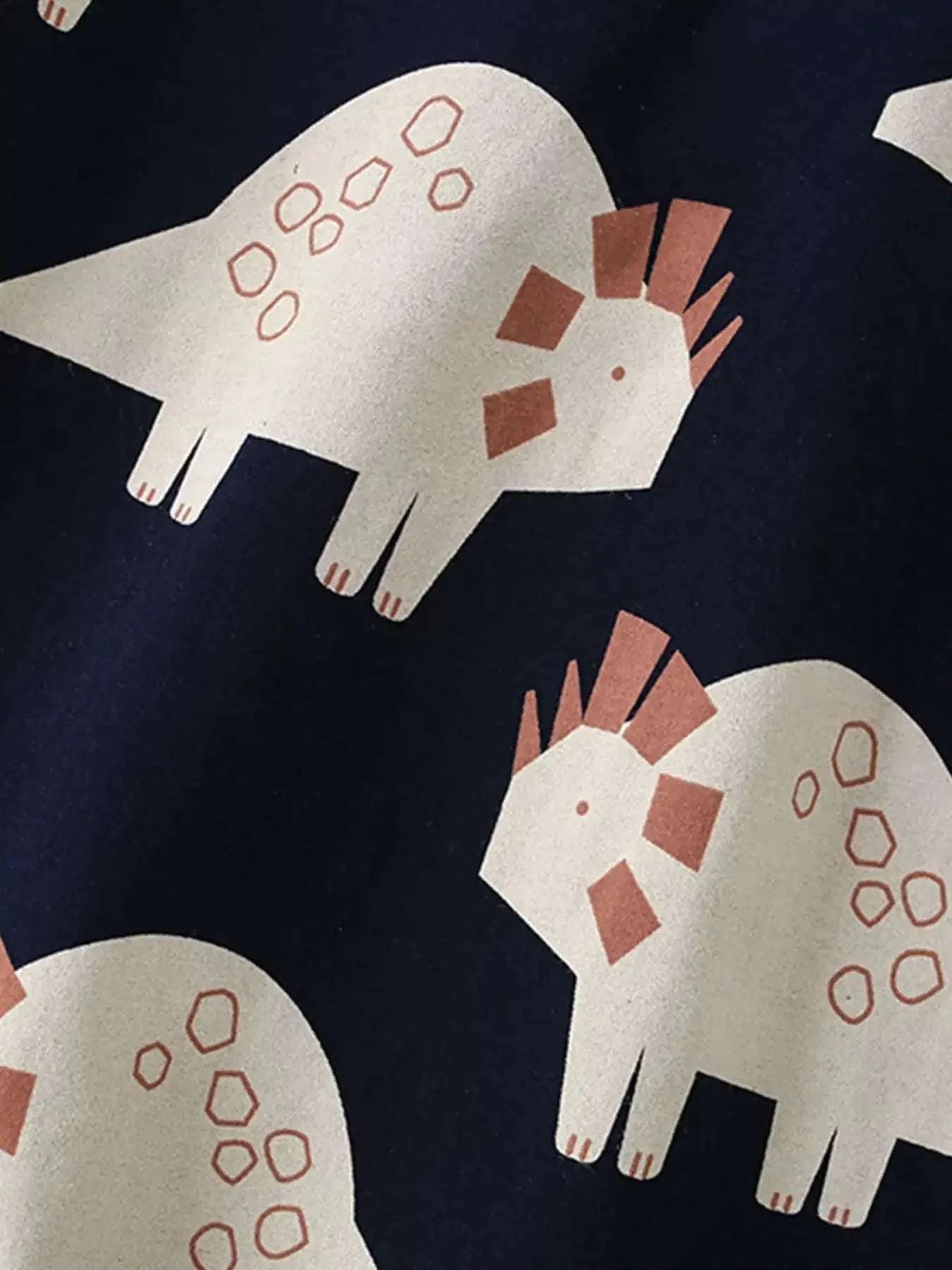 Kids dark navy dinosaur print round-neck tee with shorts