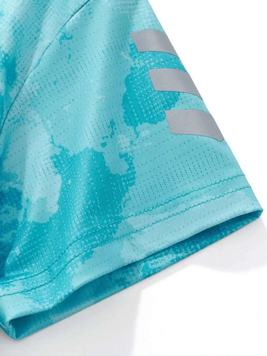 Children's aqua tie-dye quick-dry athletic top sleeve hem detail
