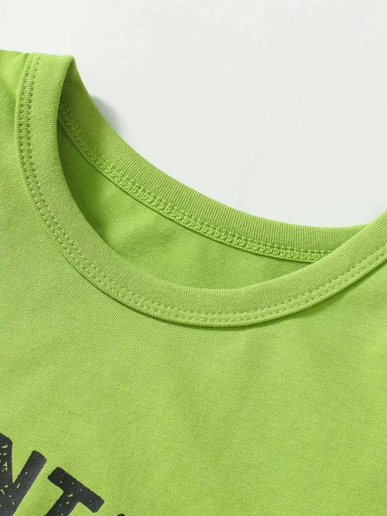 Lime short-sleeve top with crew neckline