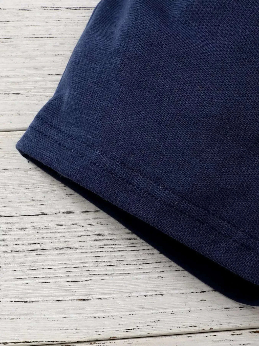 Navy kids shorts with stitched hem, solid jersey knit
