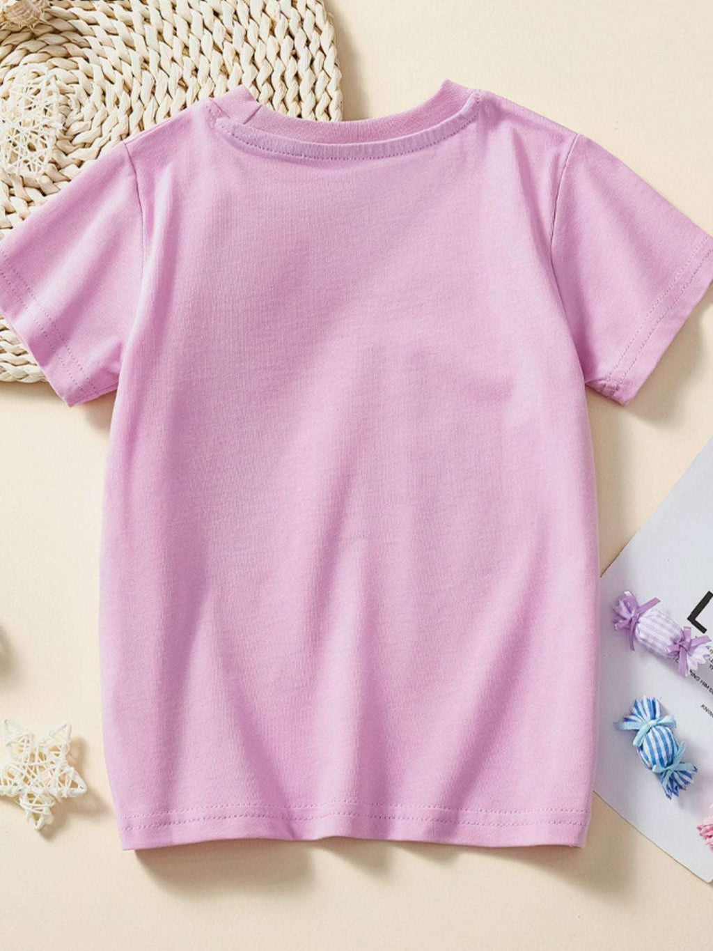 Dusty pink kids crew neck short-sleeve T-shirt, plain front