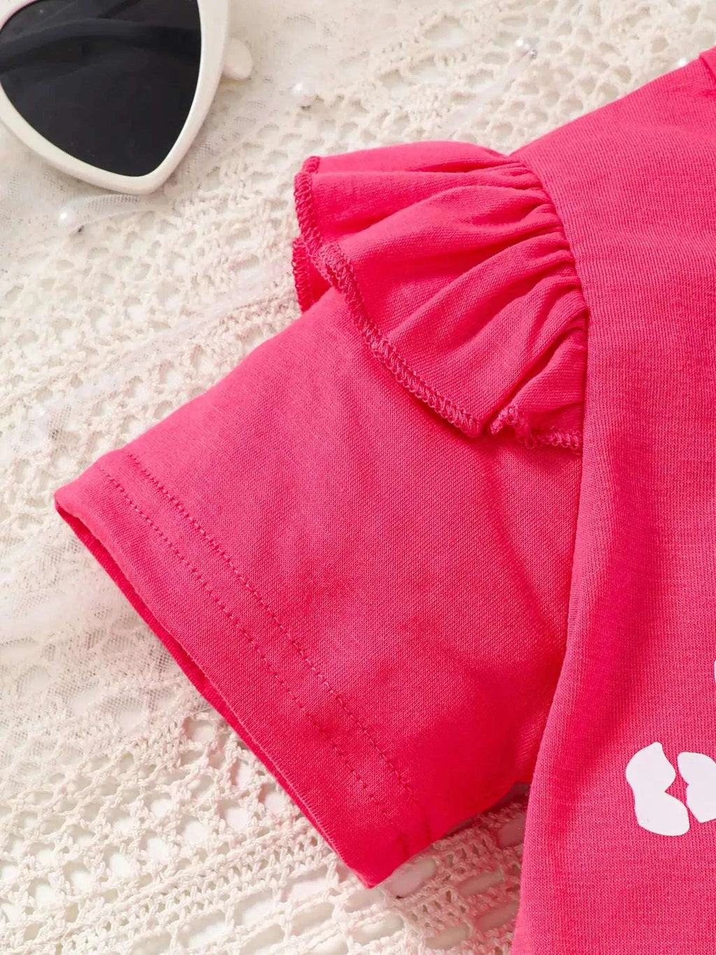 Kids rose ruffled short-sleeve tee with ruffle sleeve detail