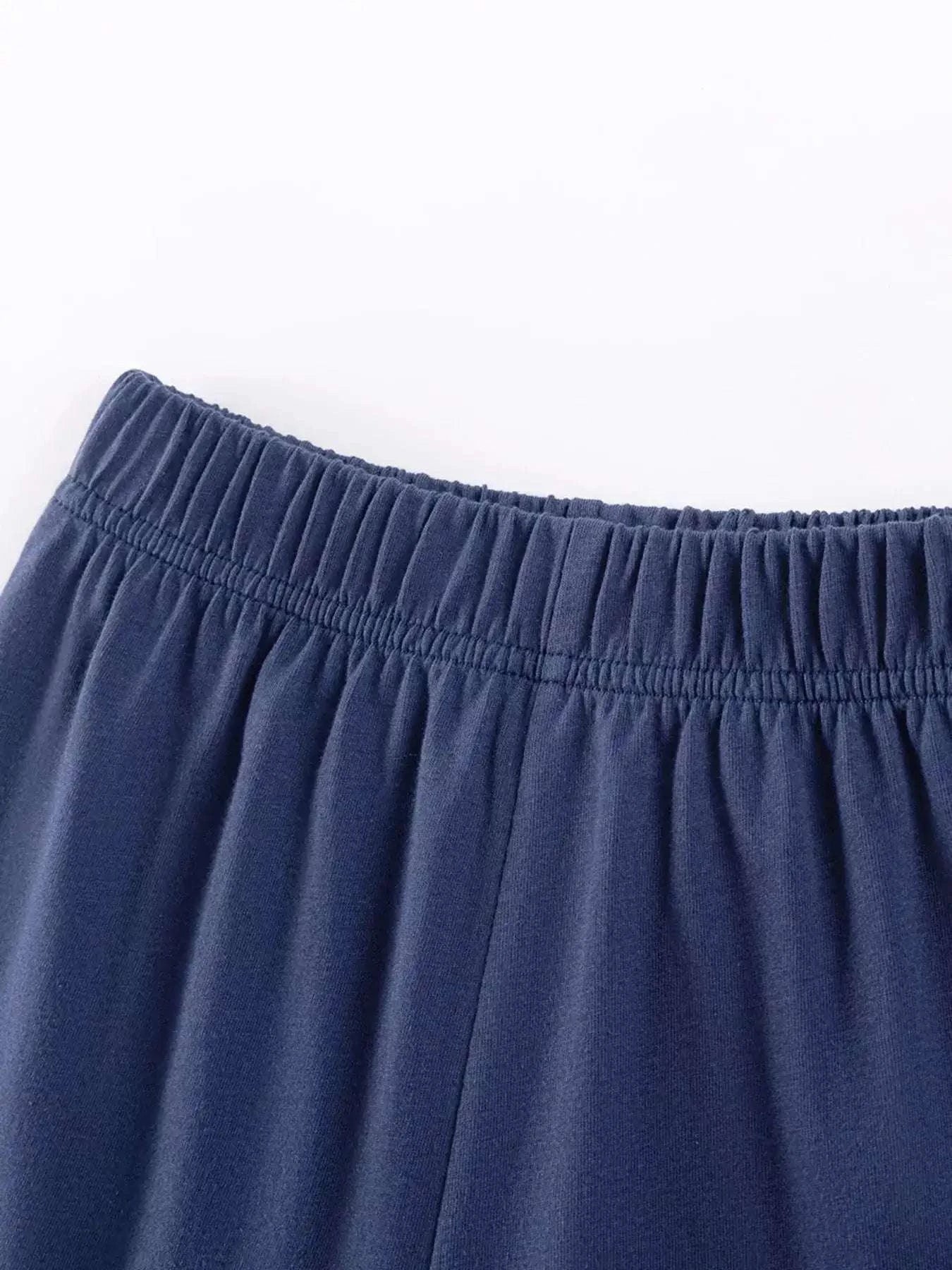 Navy kids shorts with elastic waistband, pull-on style