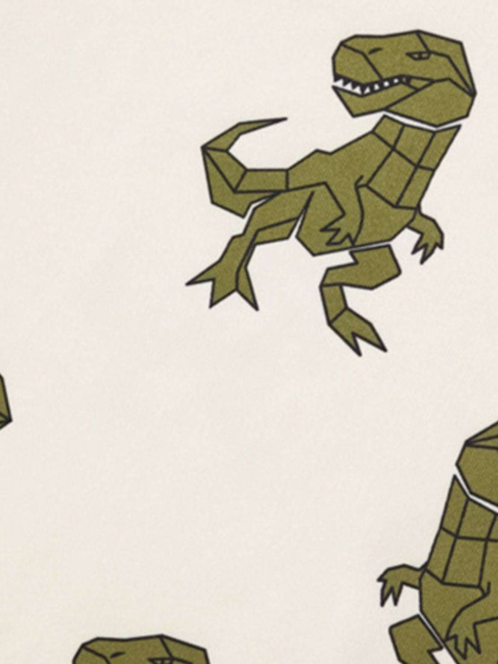 Cream kids dinosaur print tee fabric with large green dino illustration